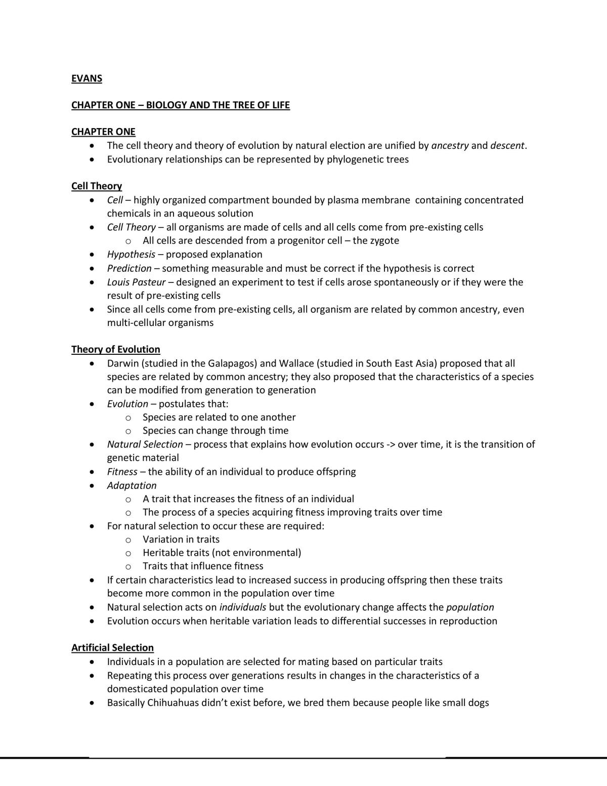 Biodiversity Evolution and Humanity Revision Notes - Page 1