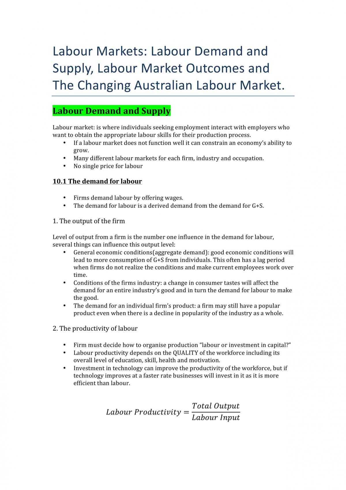 the labor market essay