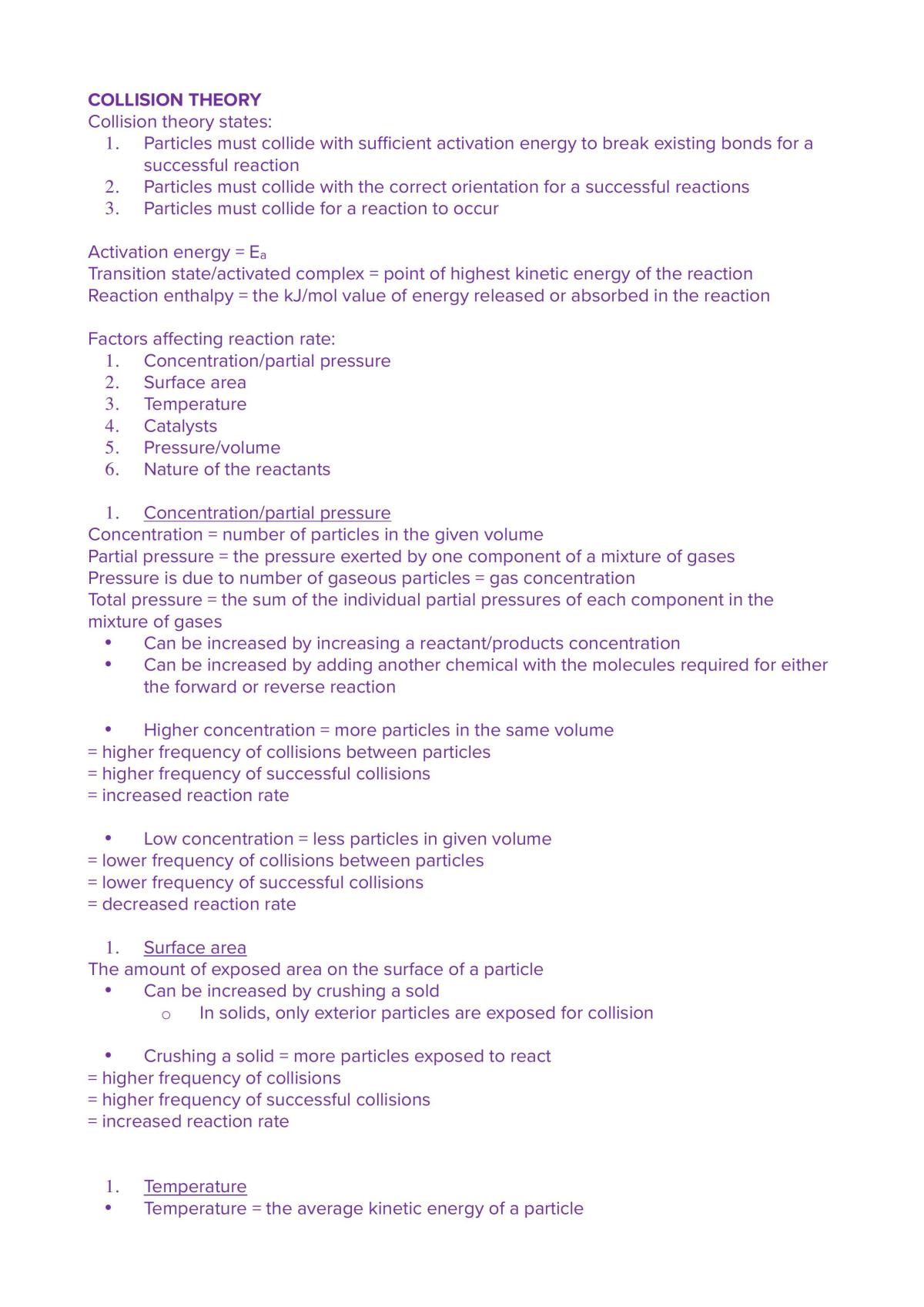 Complete study notes - Chemistry WACE ATAR Unit 3 - Page 1