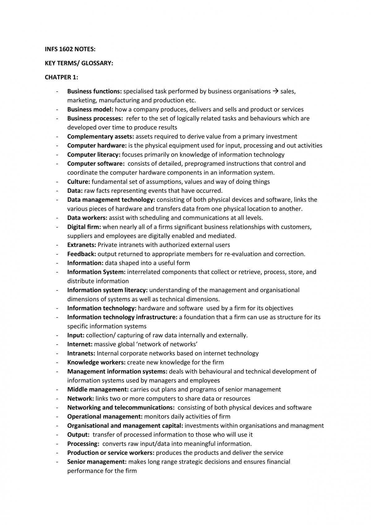 INFS1602 Complete Notes - Page 1