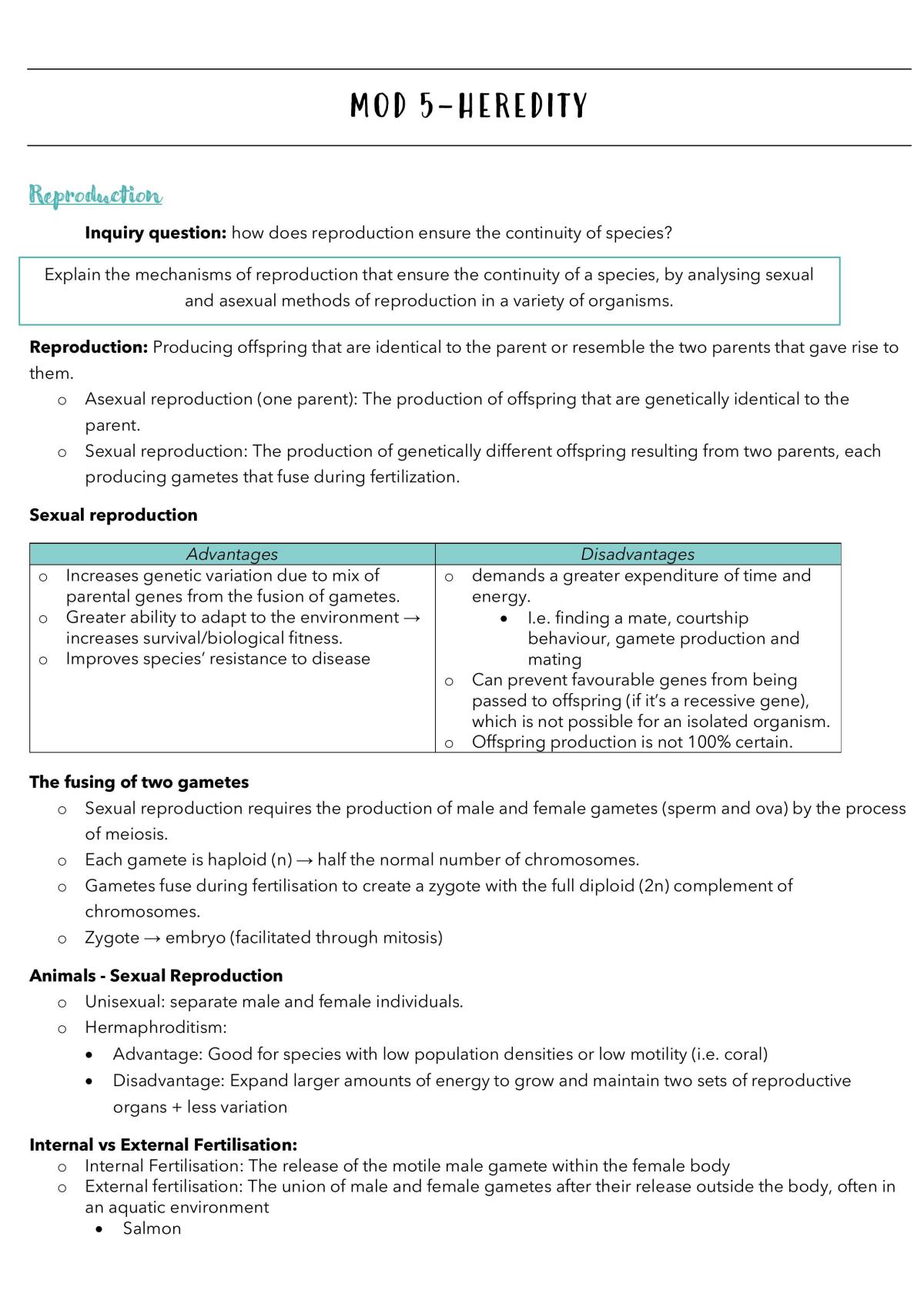 Heredity Notes  - Page 1