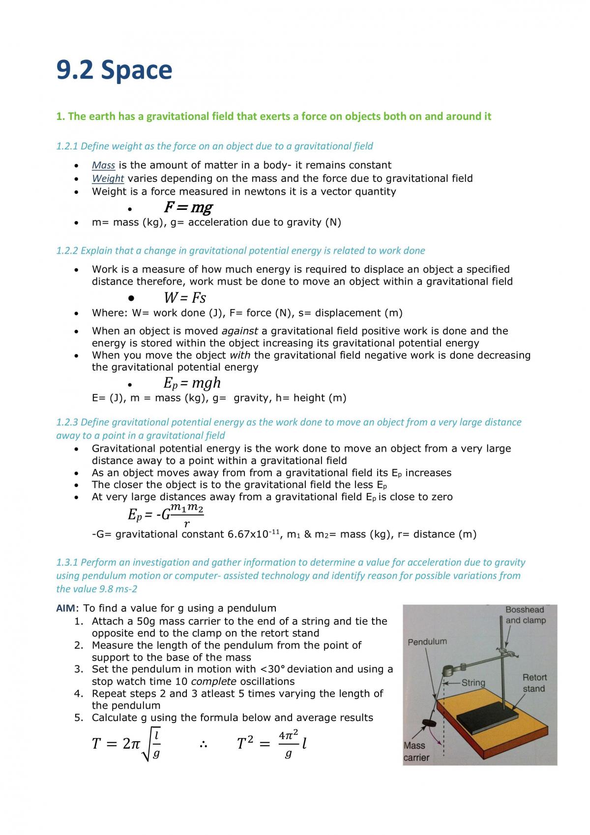 Y12 Physics Notes - Page 1