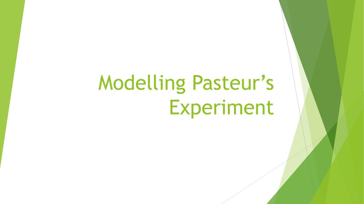 Modelling Pasteur's experiment notes - Page 1