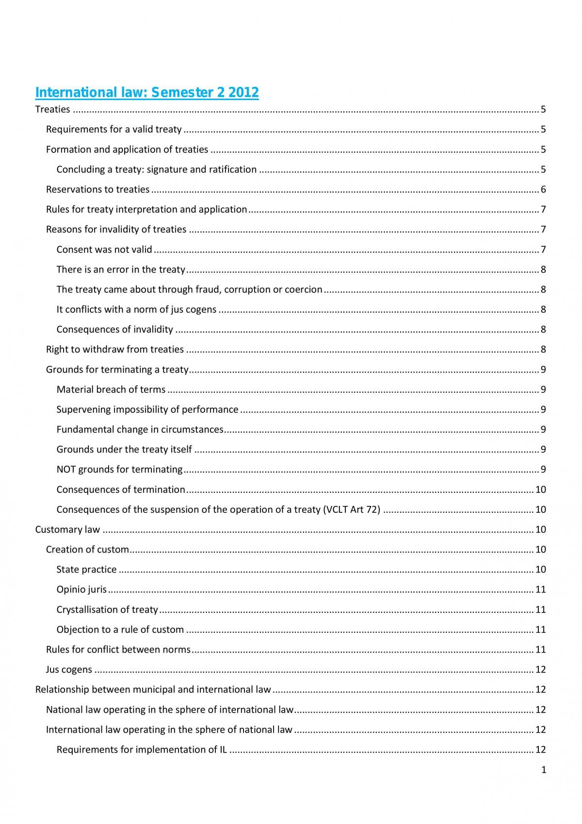 International Law EXAM Full Notes - Page 1