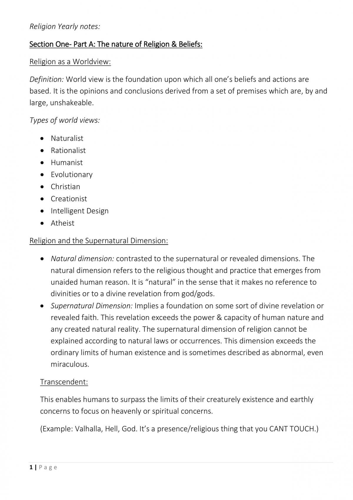 Year 11 Prelim Notes - Page 1