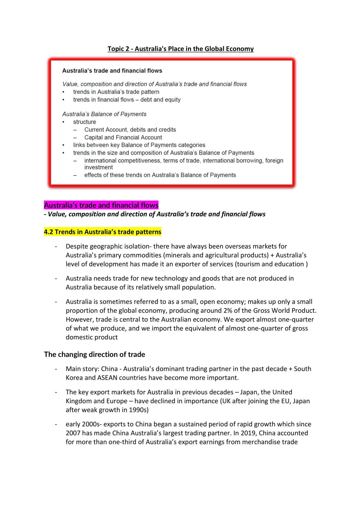 HSC Economics Topic 2 Notes - Page 1