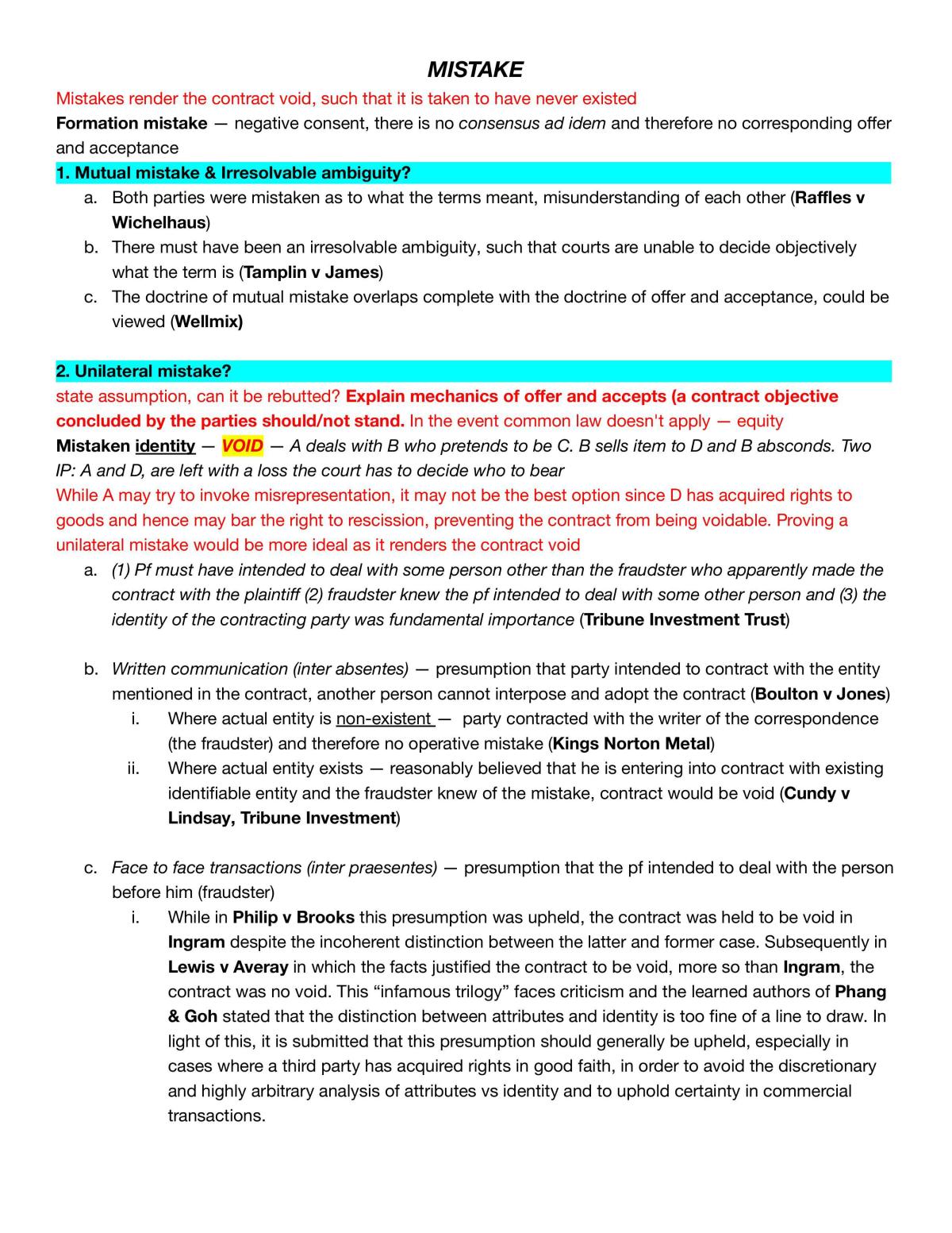Law of Mistaken Contracts - Page 1