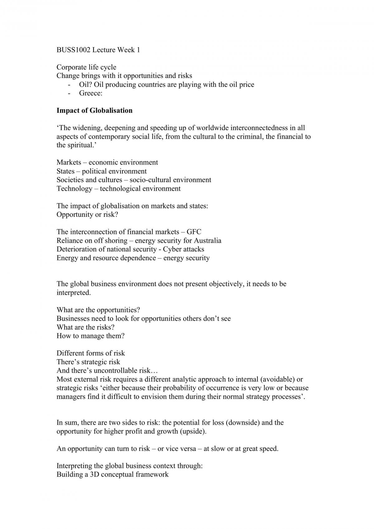 BUSS1002 Lecture Notes - Page 1
