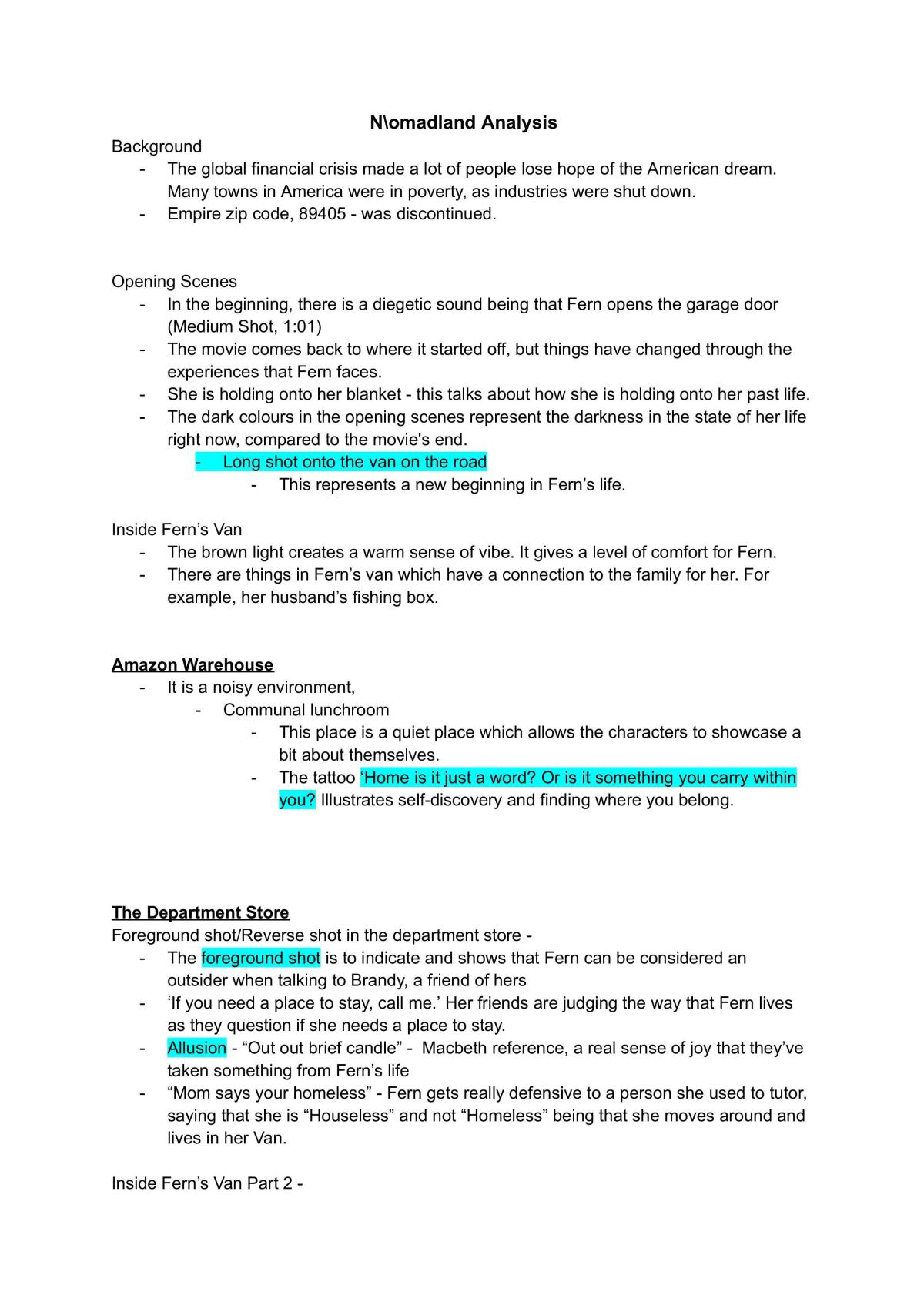 Nomandland Analysis and Notes - Page 1