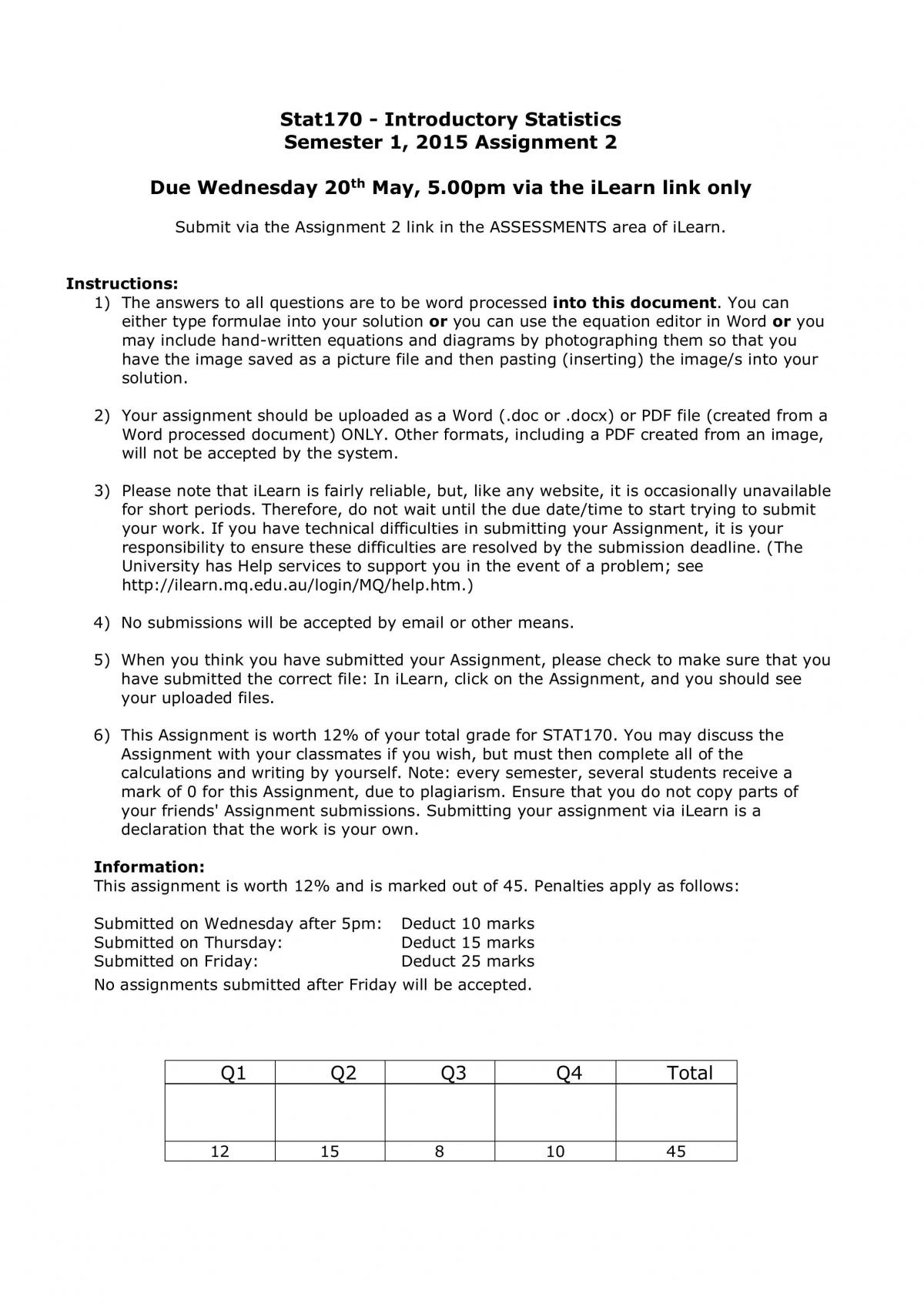 Stat170 Assignment 2  - Page 1