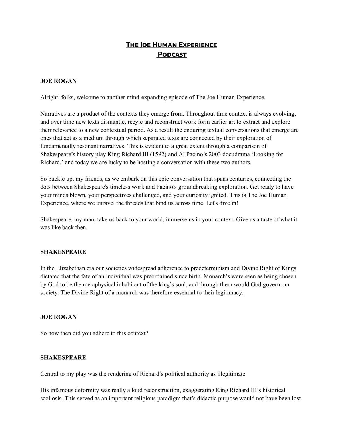 Joe Human Experience Module A - Page 1