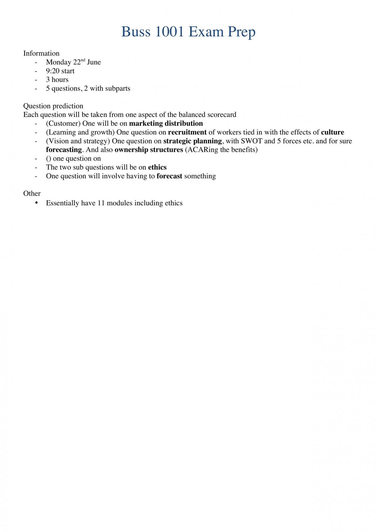 Buss1001 Study Notes - Page 1
