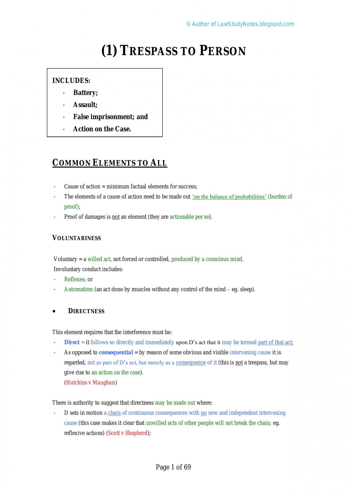 HD Torts A Notes - Page 1