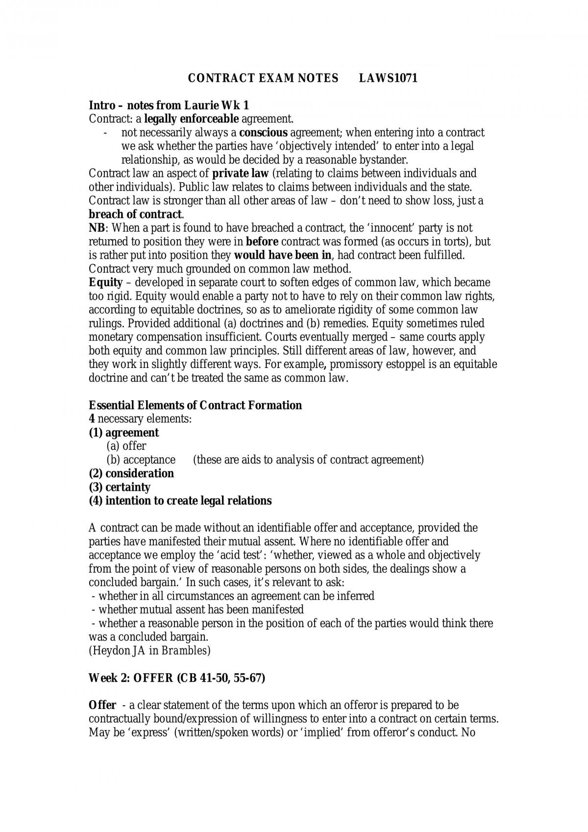 Pretty Detailed Notes For Contracts 1,  Laws 1071 - Page 1