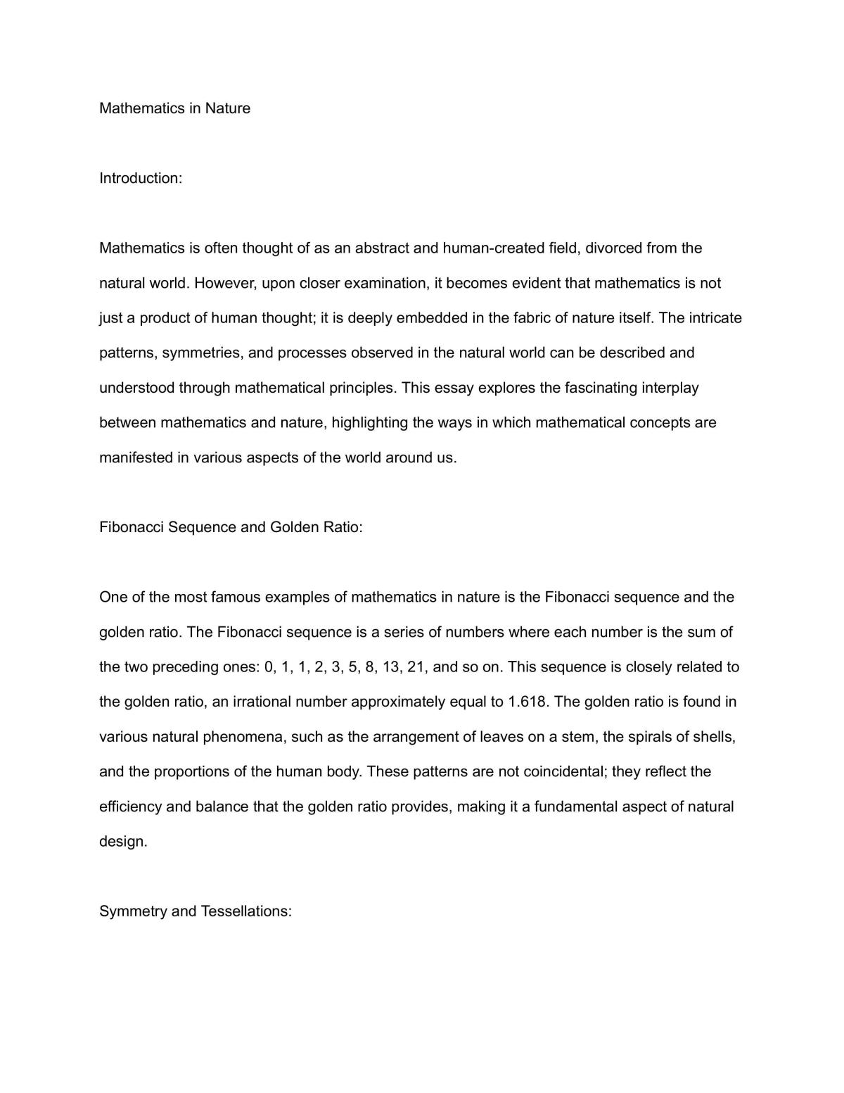 Mathematics in Nature, Art, Science, and Beyond - Page 1