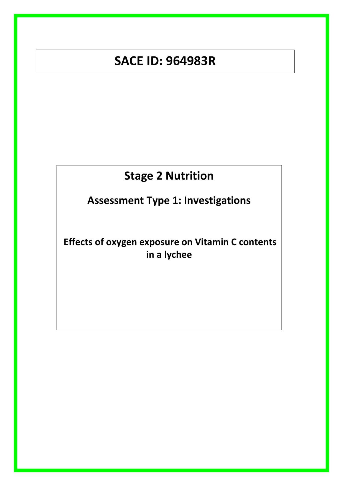Effects of oxygen exposure on Vitamin C contents in a lychee  - Page 1