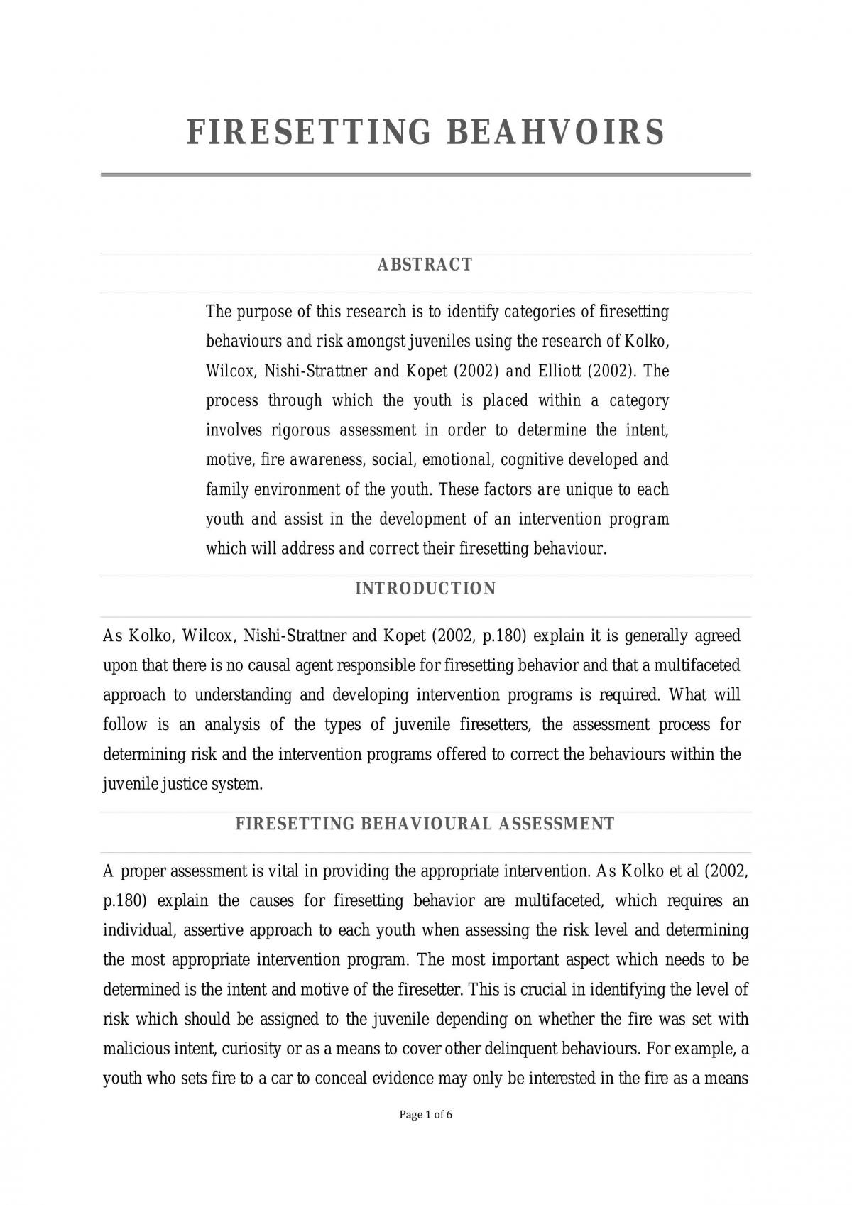 Firesetting Behaviours - Page 1