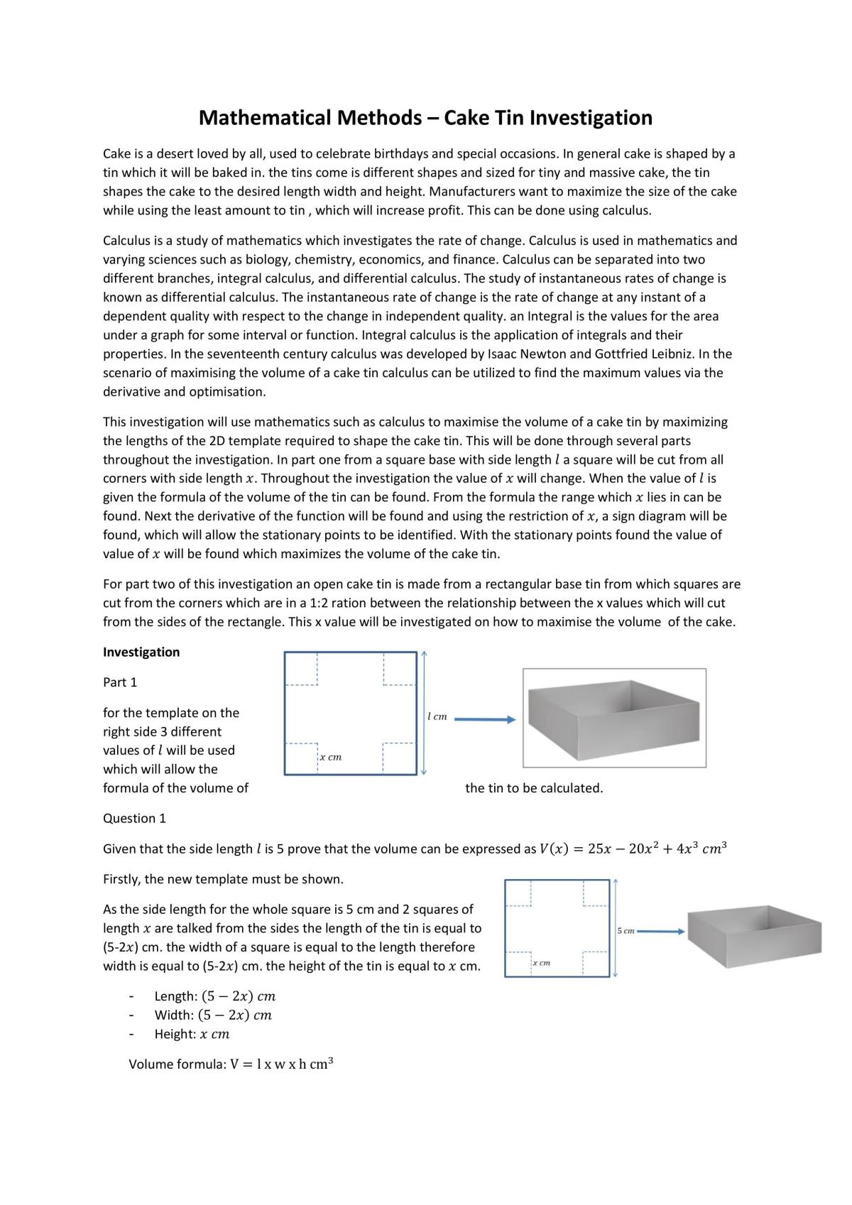 Mathematical Methods - Cake Tin - Page 1