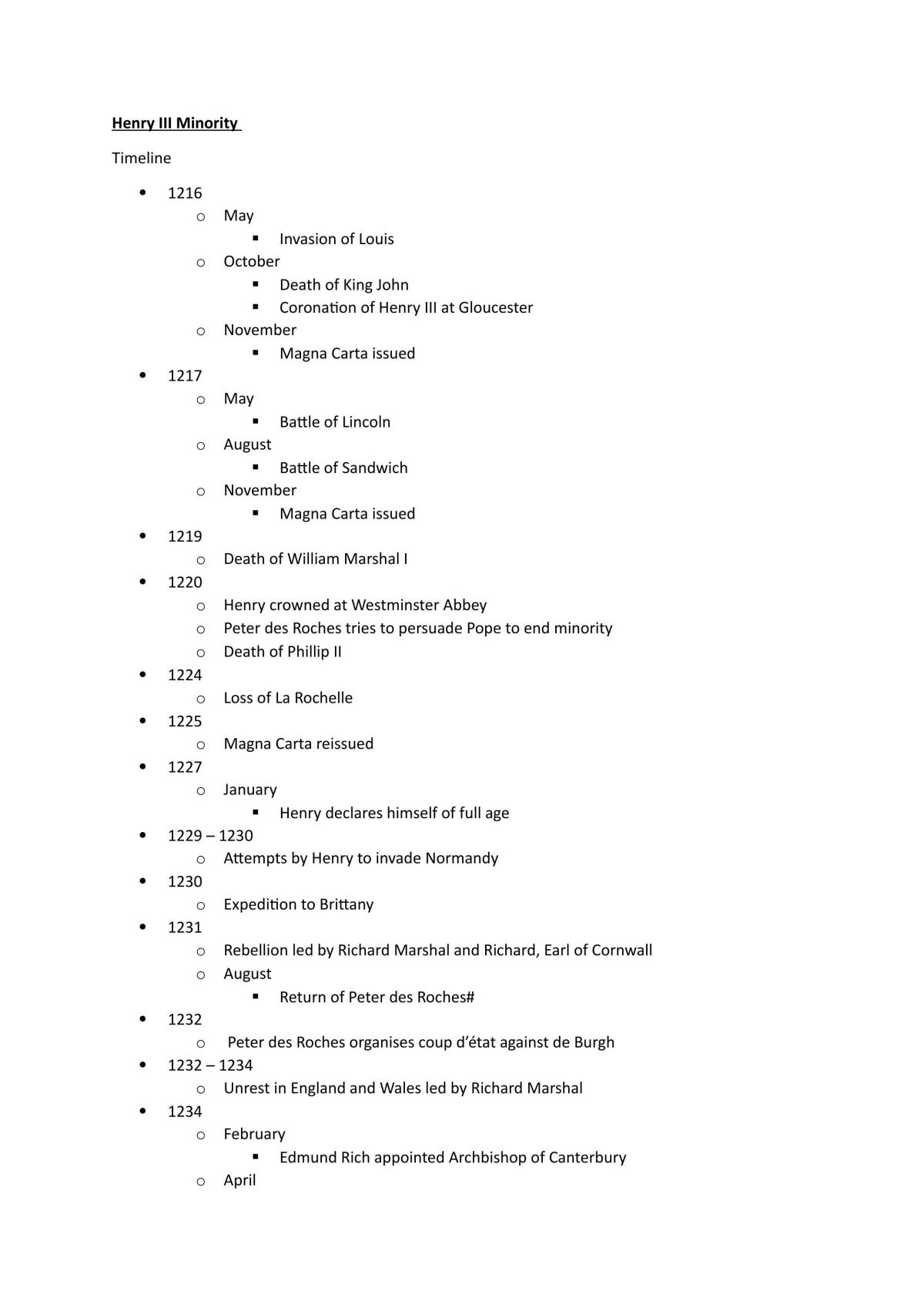 Notes on Henry III - Page 1