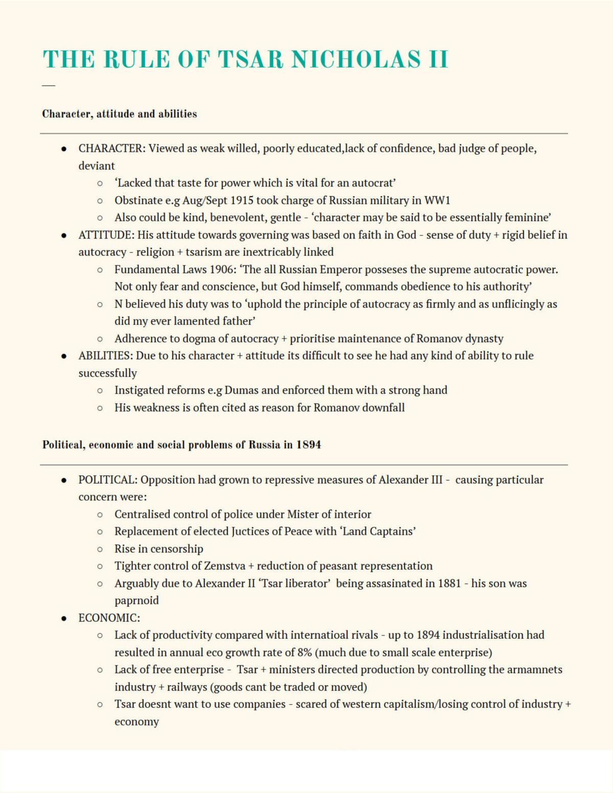 The Rule of Tsar Nicholas II - Page 1