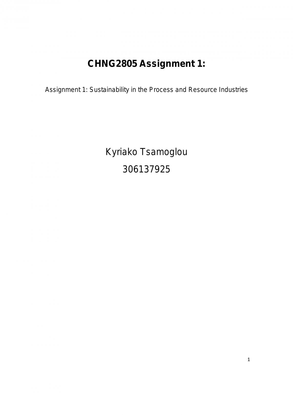 This Is The First Assignment For Chng2805 In 2007. It May Be Different For Other Years. - Page 1