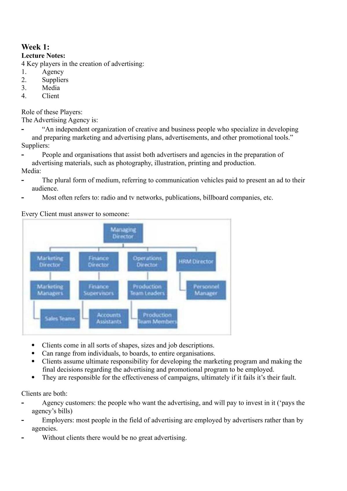 Advertising Management Revision Notes - Page 1