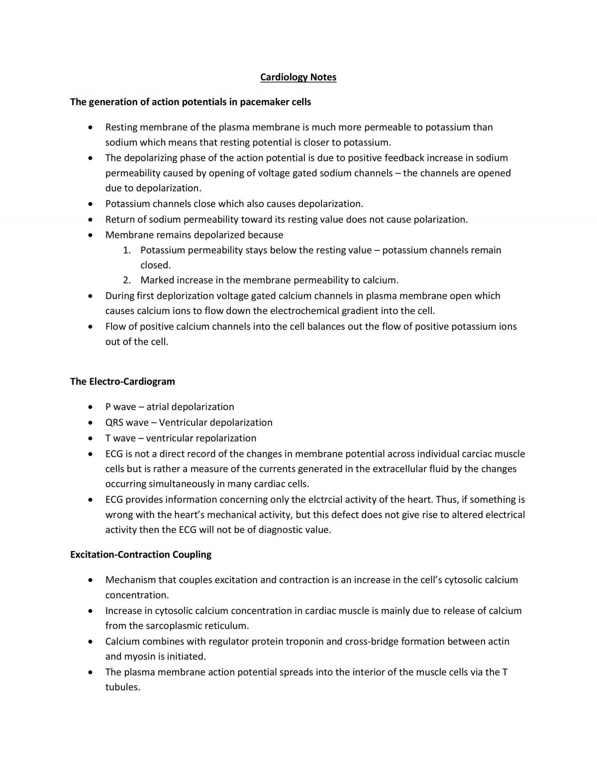 Cardiology Notes - Page 1