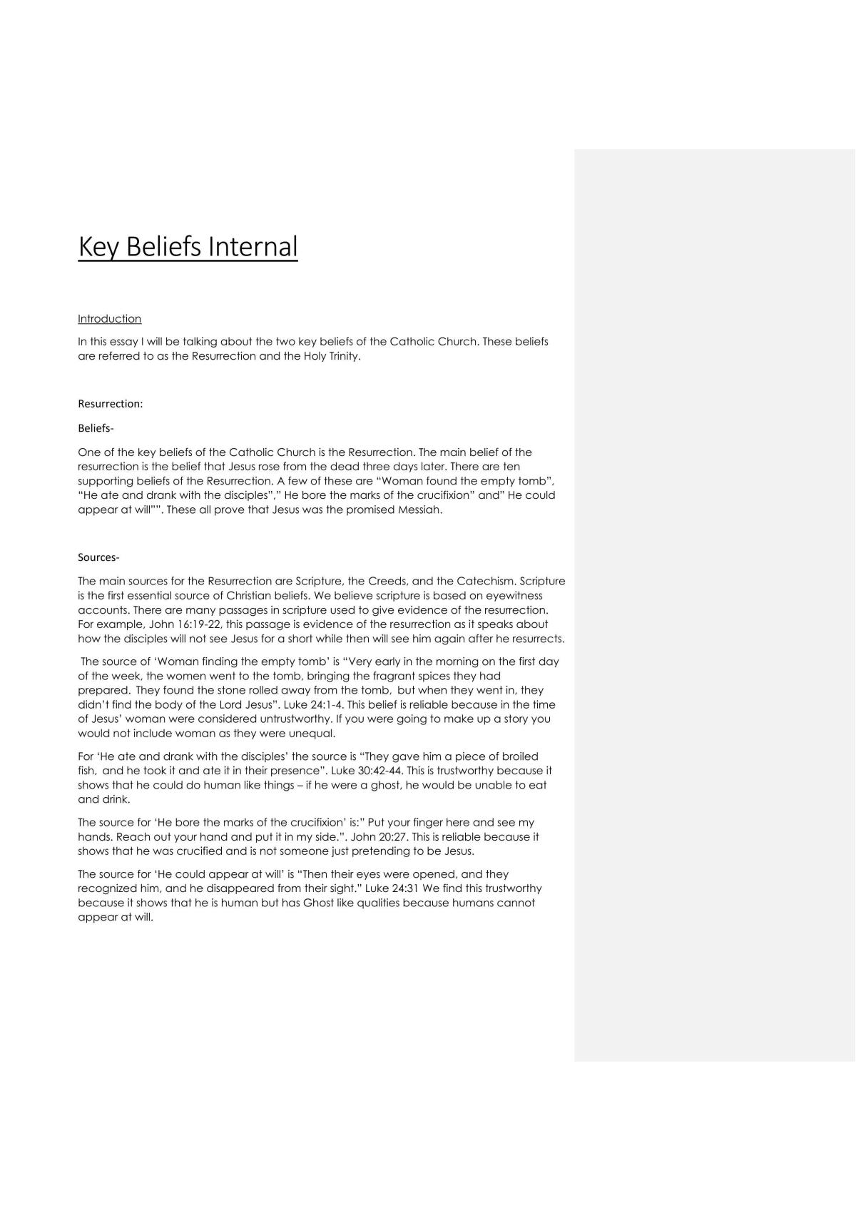 Key Beliefs Internal - Page 1