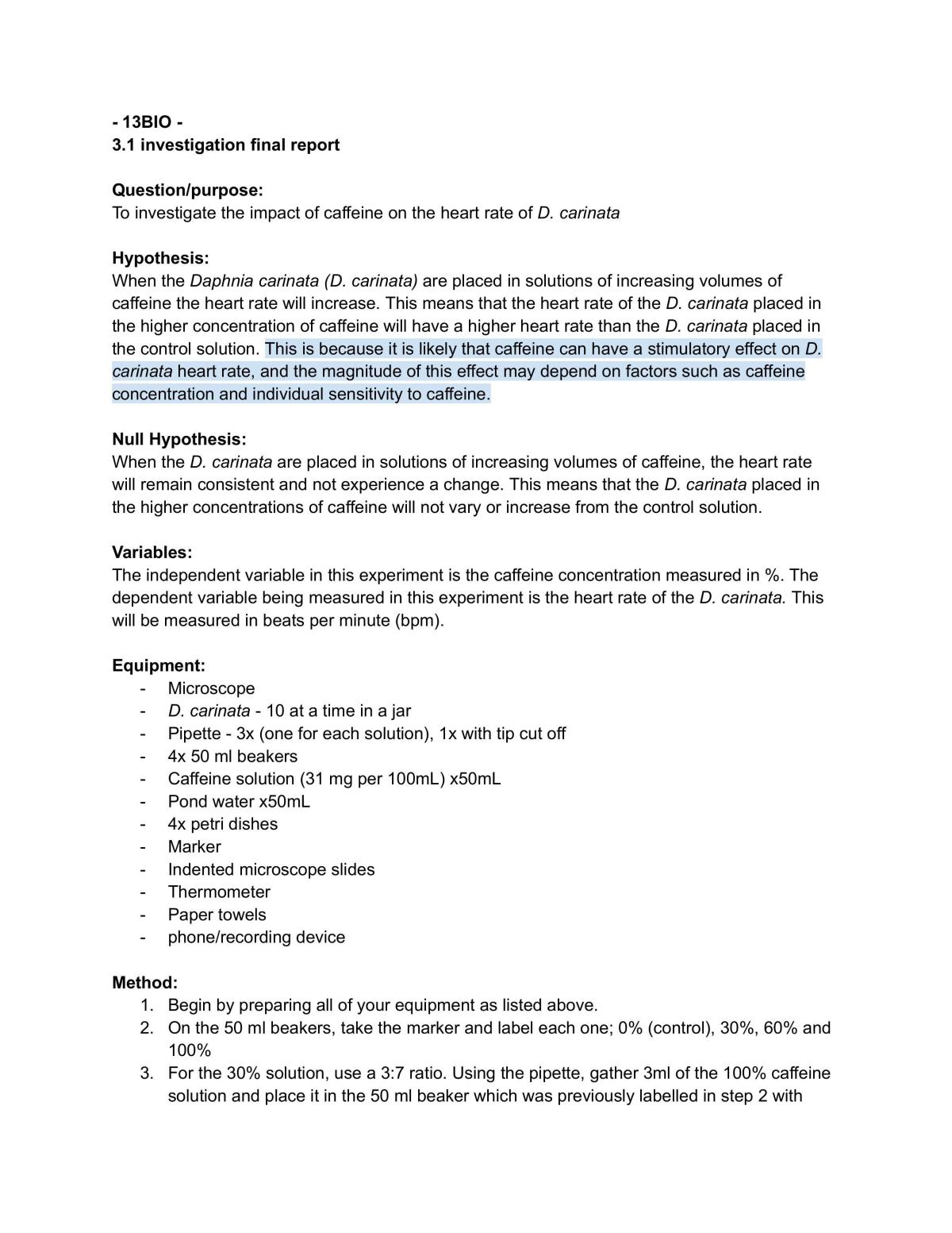 3.1 Biology report - Page 1