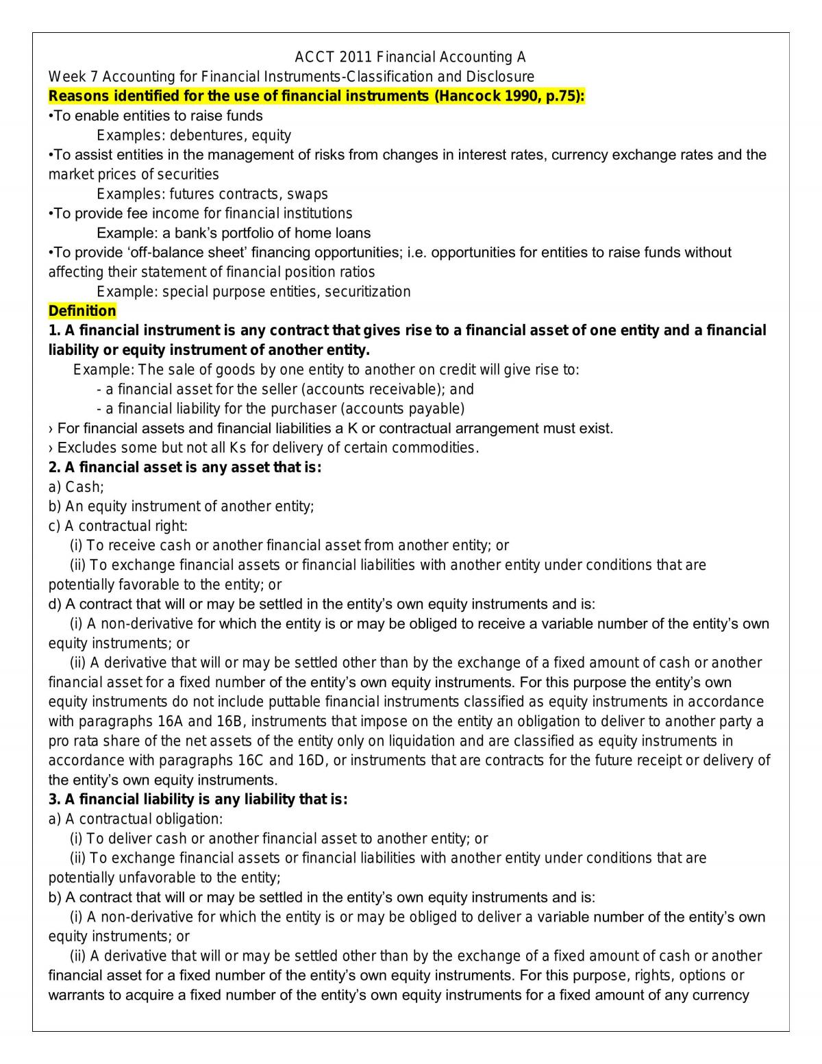 ACCT2011 Course Notes - Page 1