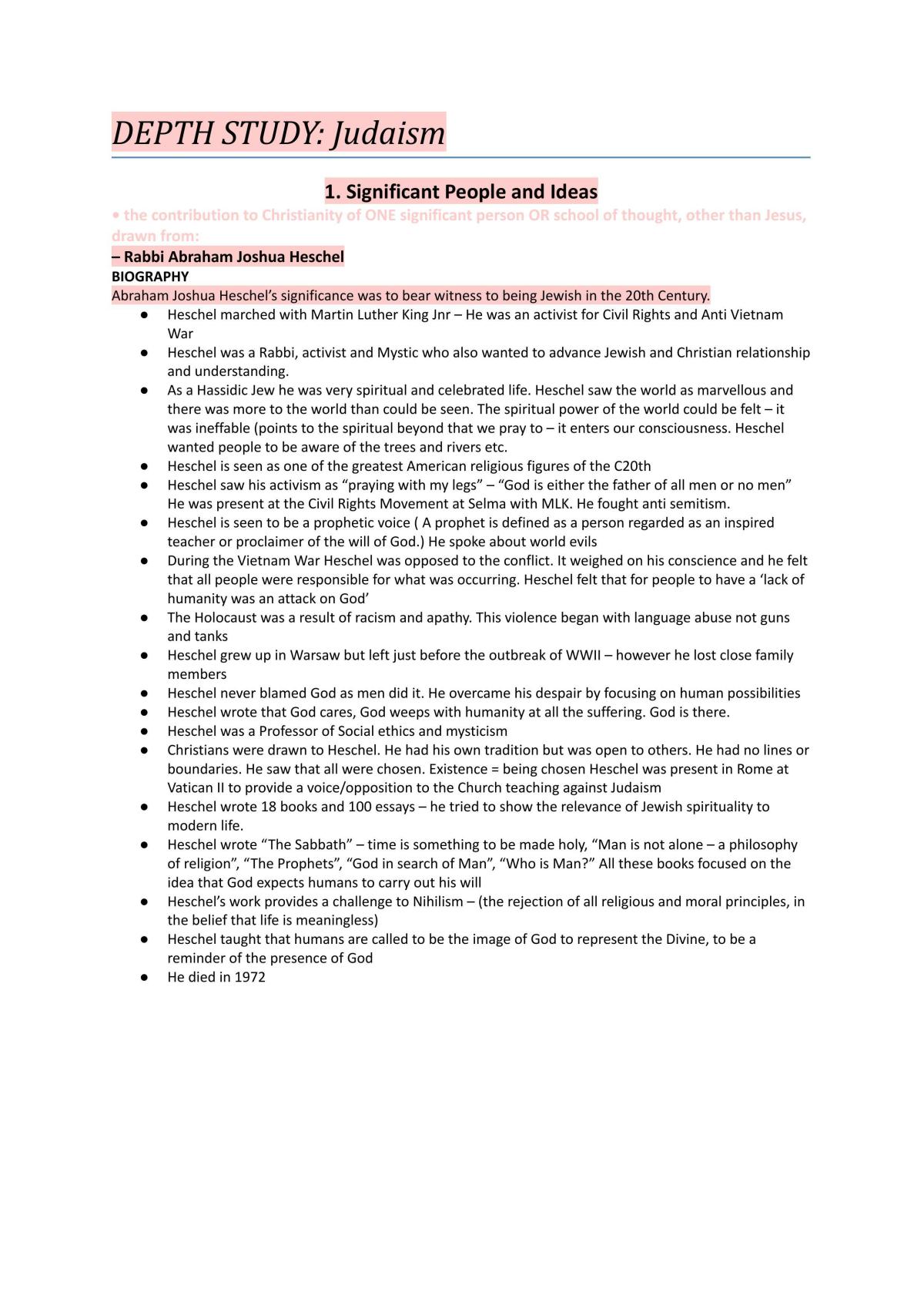 Judaism HSC Notes SOR 2 - Page 1