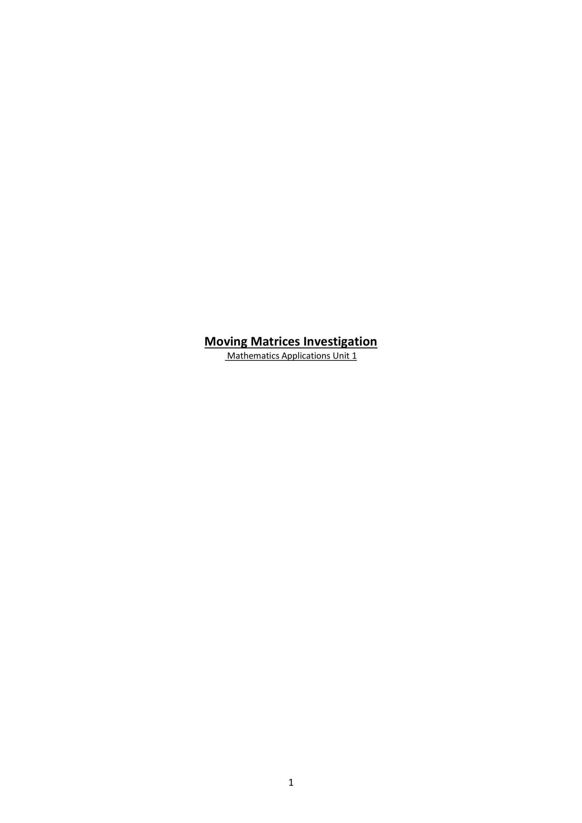 Moving Matrices Investigation - Page 1