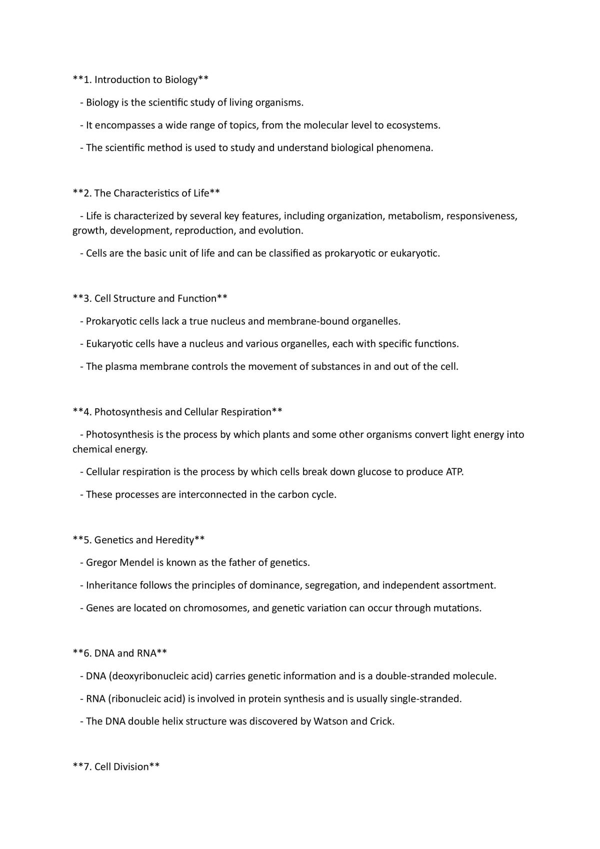 Biology Study notes - Page 1