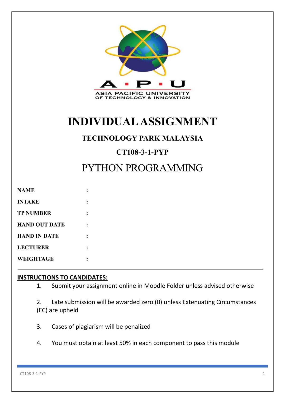 python assignment apu