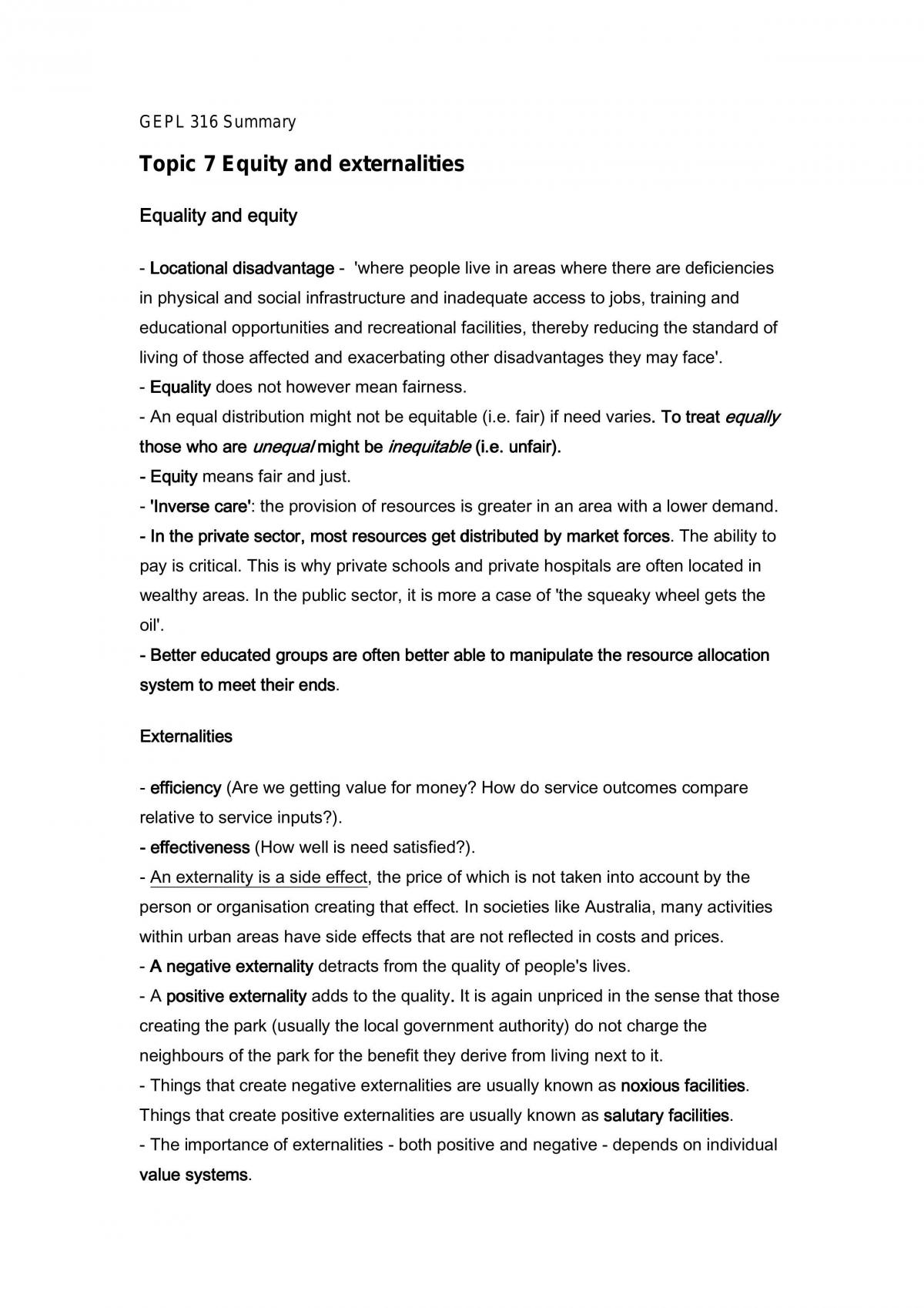 Urban Planning - Summary Notes - Page 1