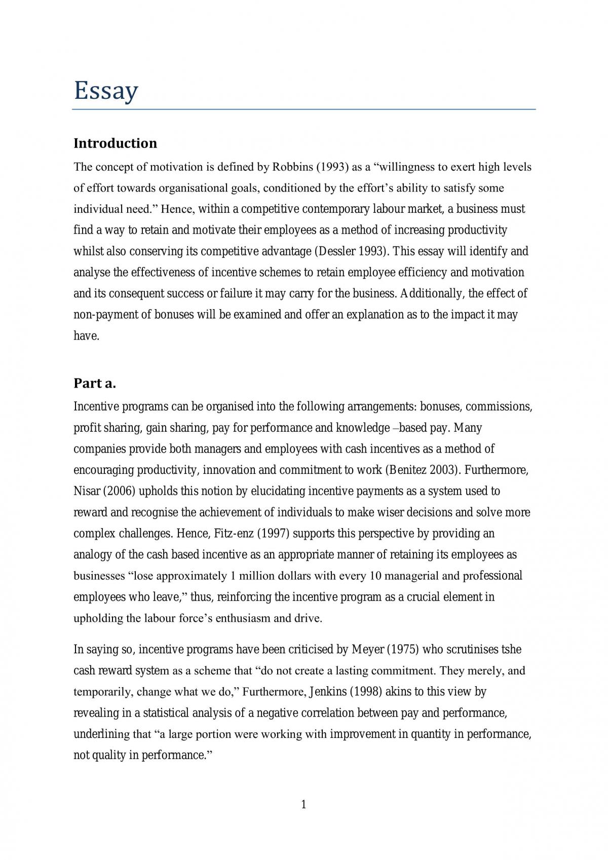 Essay on Motivation - Page 1