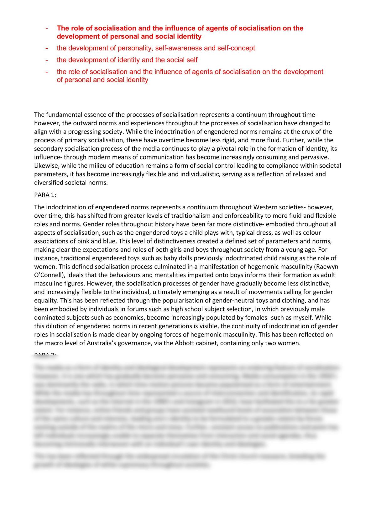 The role of socialisation in the formation of identity - Page 1