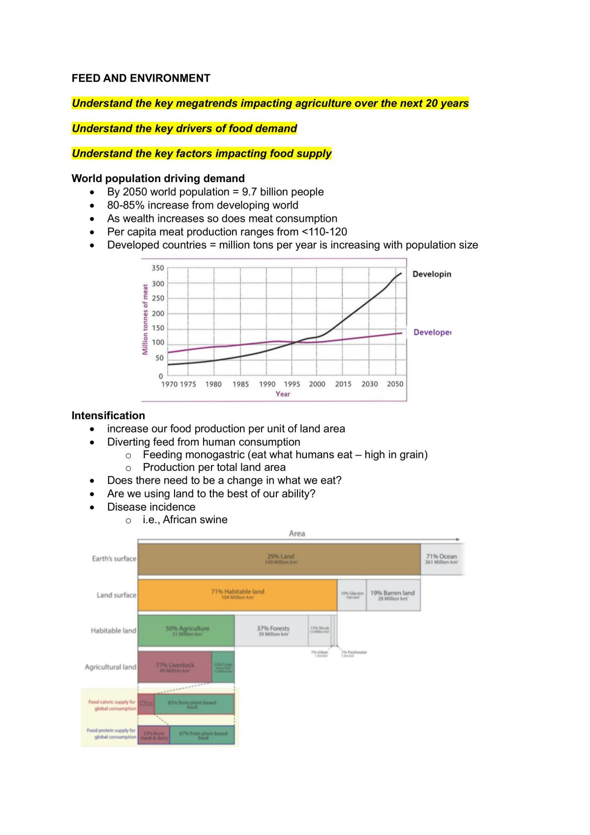 Feed and the Environment Notes (Week 5)  - Page 1