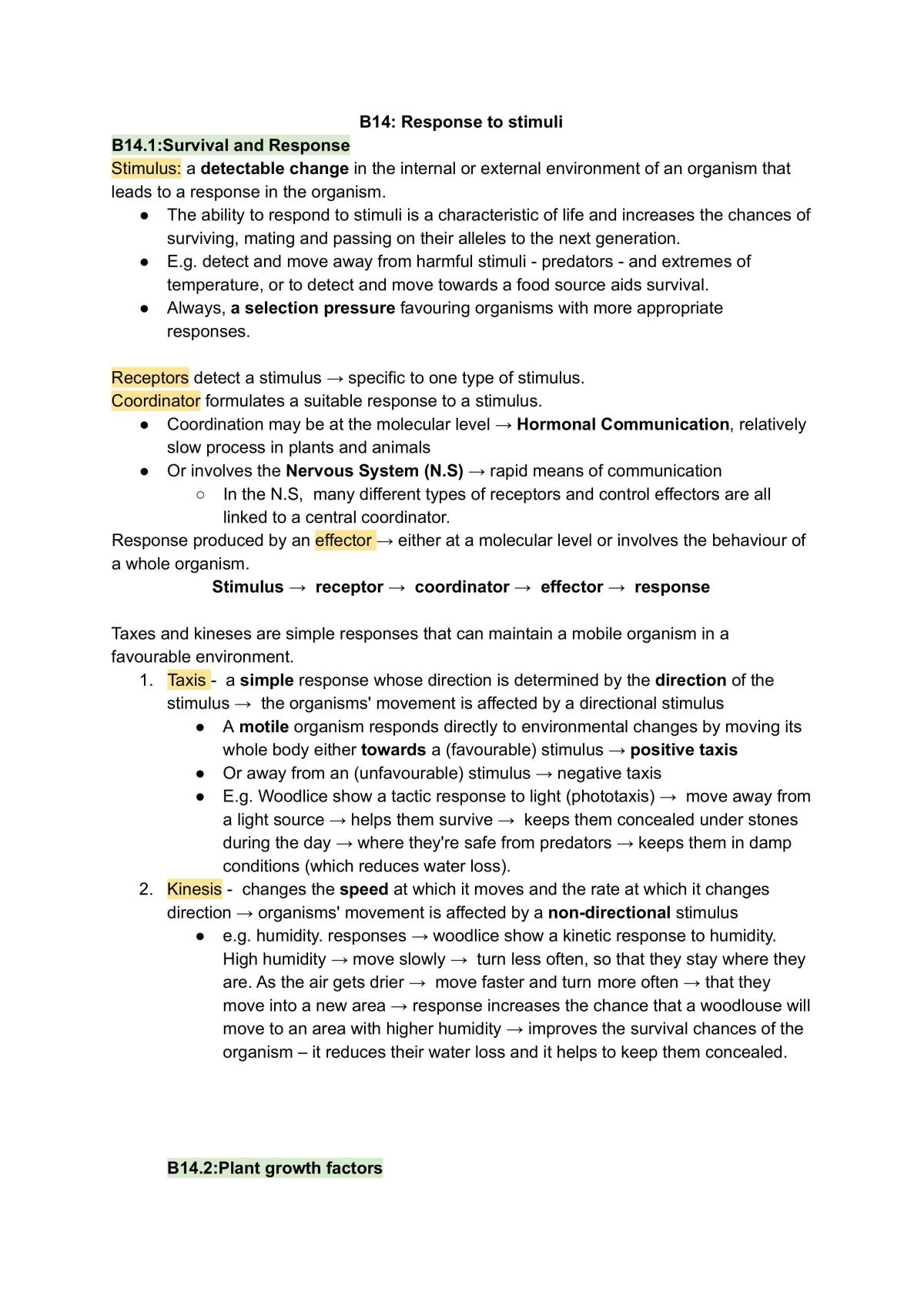 B14: Response to Stimuli - Page 1