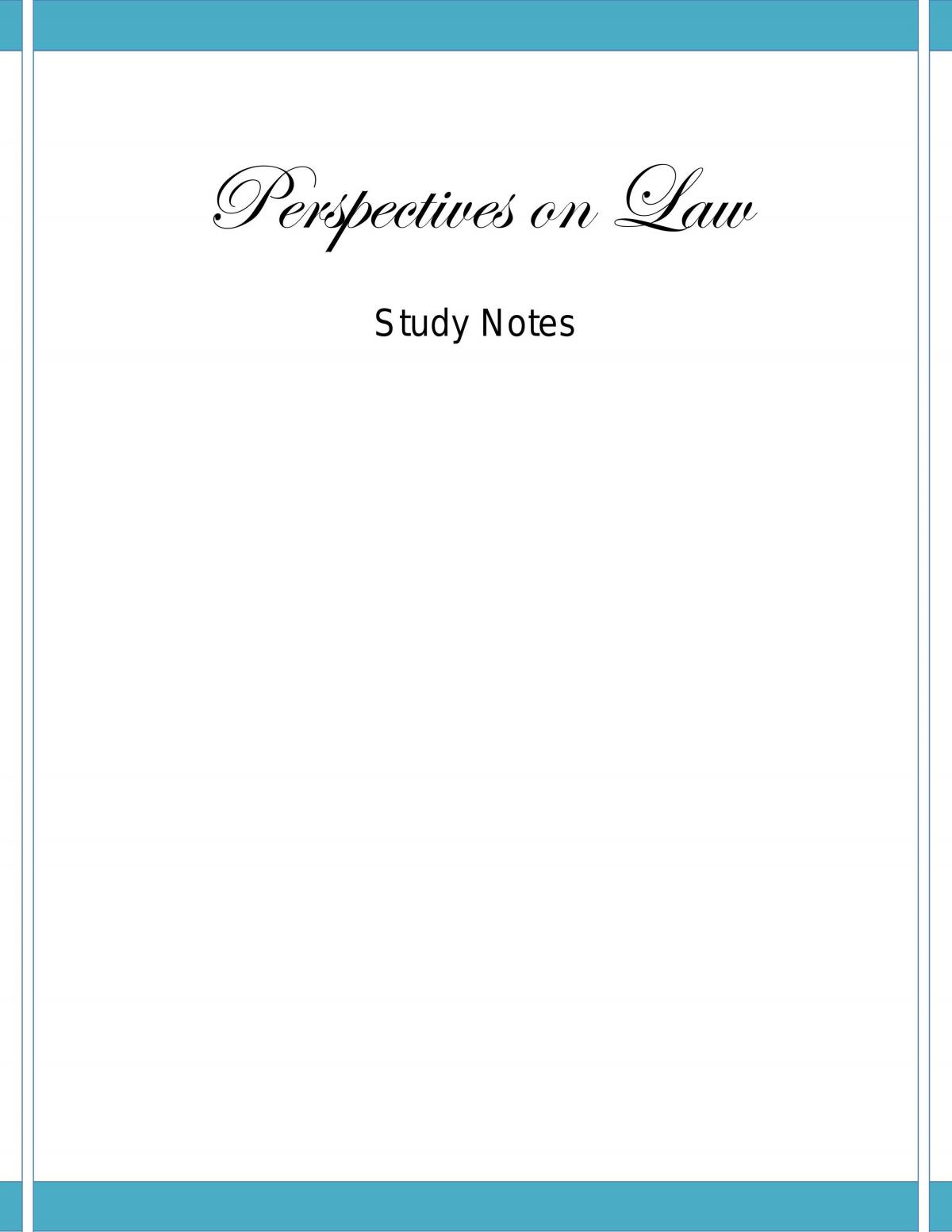 Perspectives on Law Final Exam Study Notes - Page 1