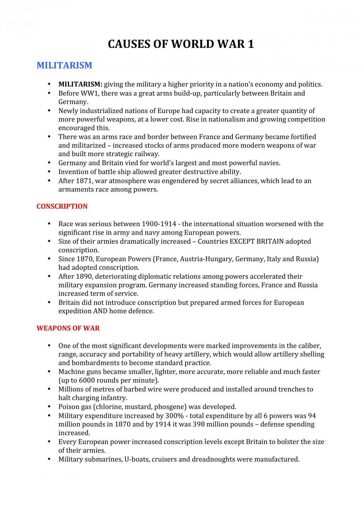 Causes of the First World War - Page 1