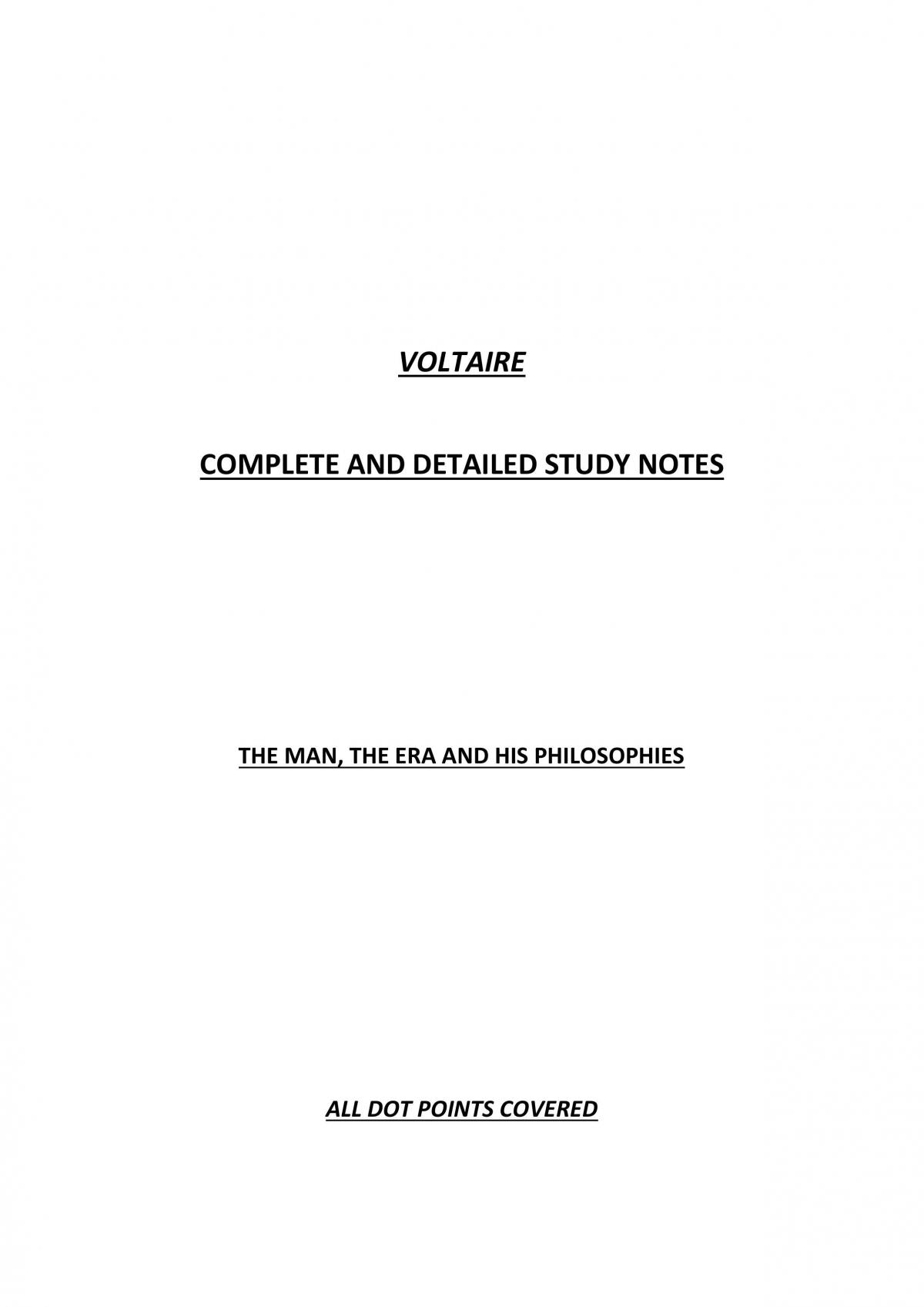 Voltaire Philosophy Study Notes - Page 1