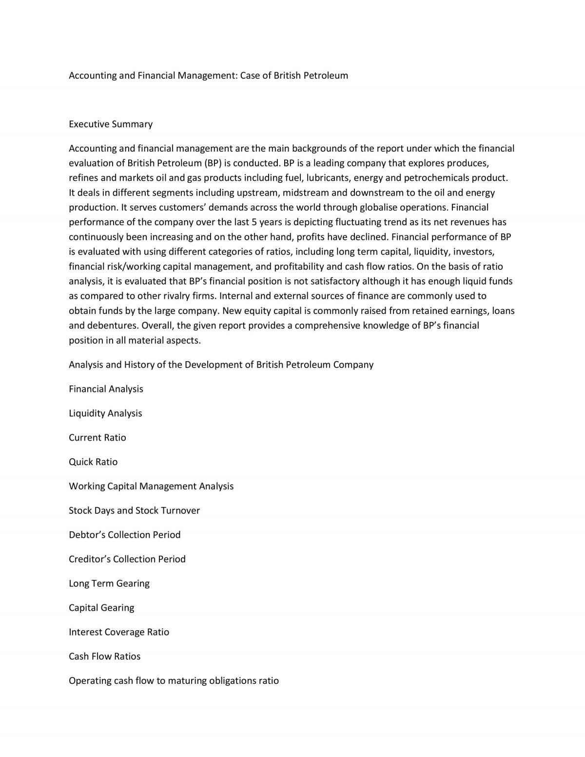 Case  study on British petroleum - Page 1