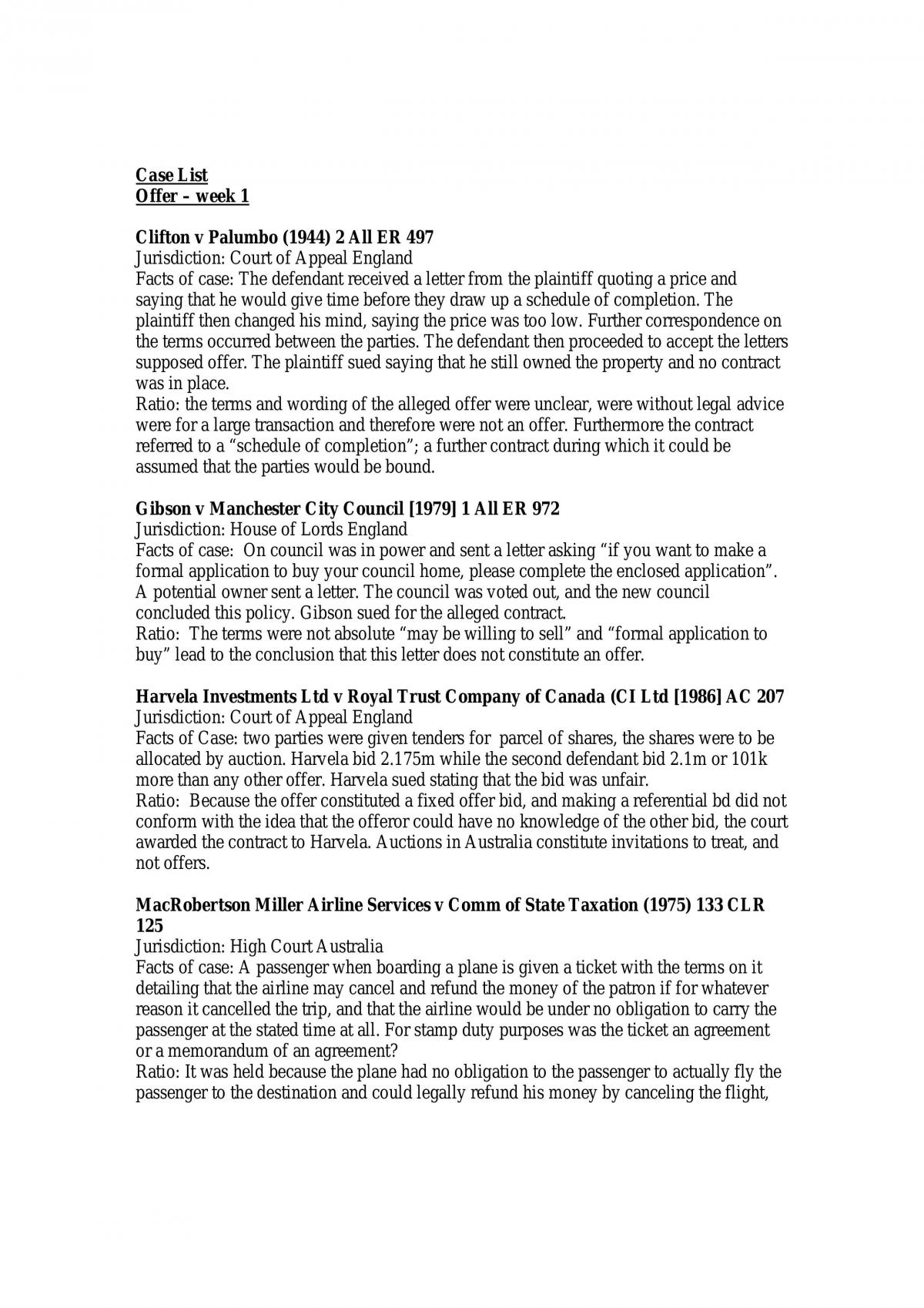 Case Notes For Contracts Course - Page 1