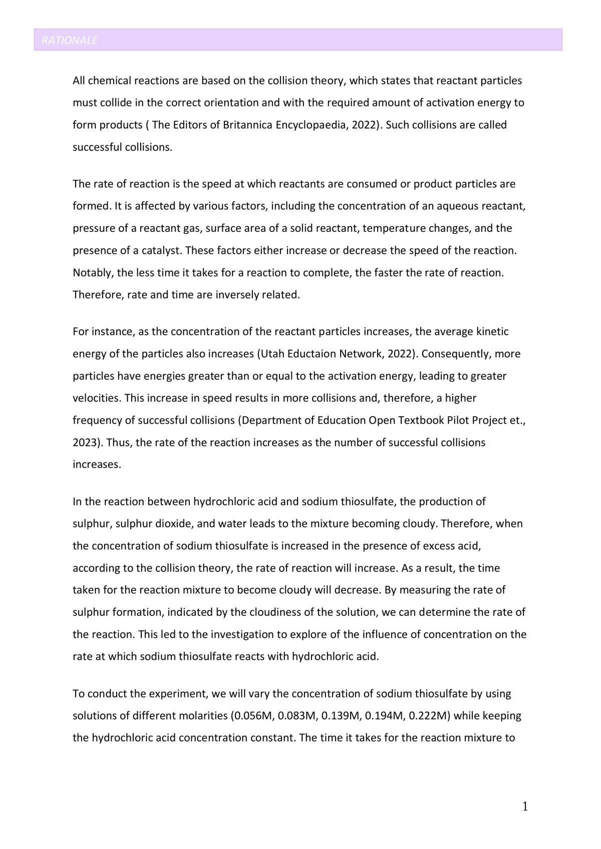Chemistry Experiment  - Page 1