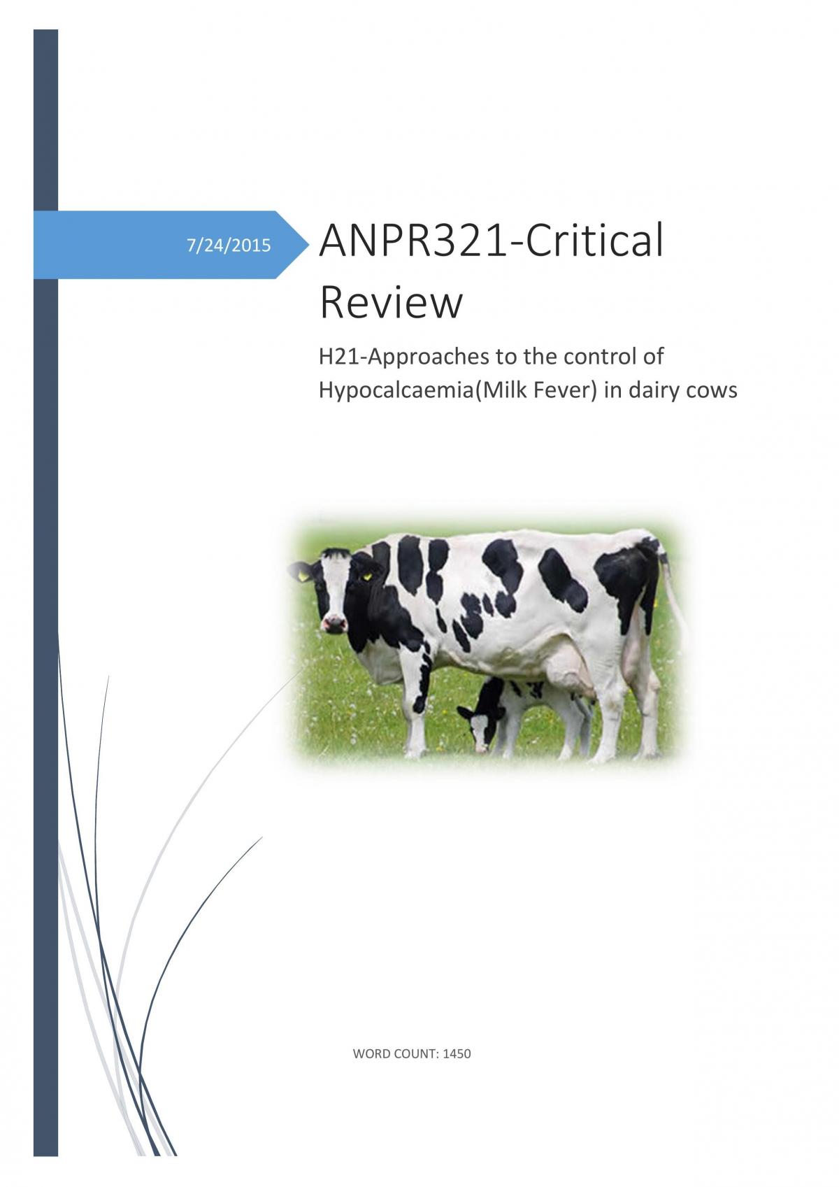 Hypocalcaemia in Dairy Cows - Page 1