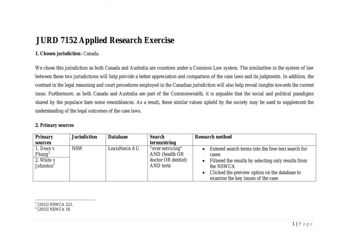 Applied Research Exercise - Page 1