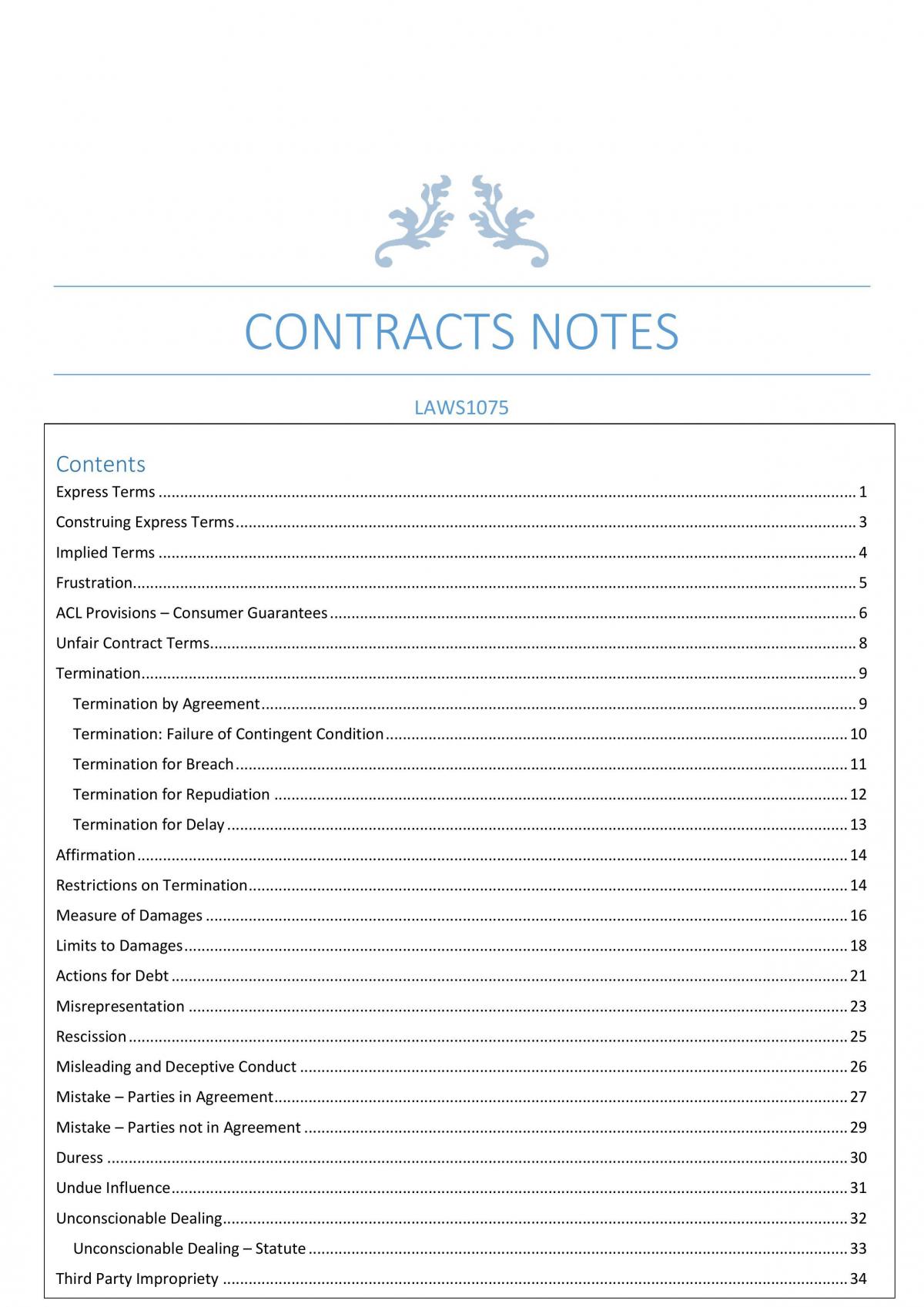 Contract Law Notes - Page 1