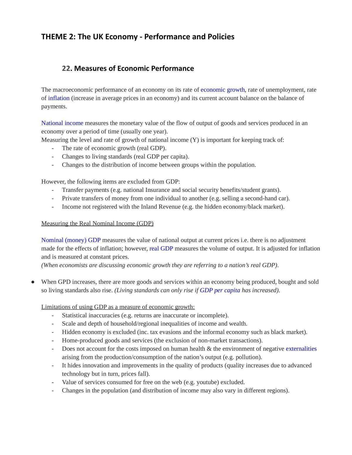 Economics (Edexecel) Theme 2 Study notes  - Page 1