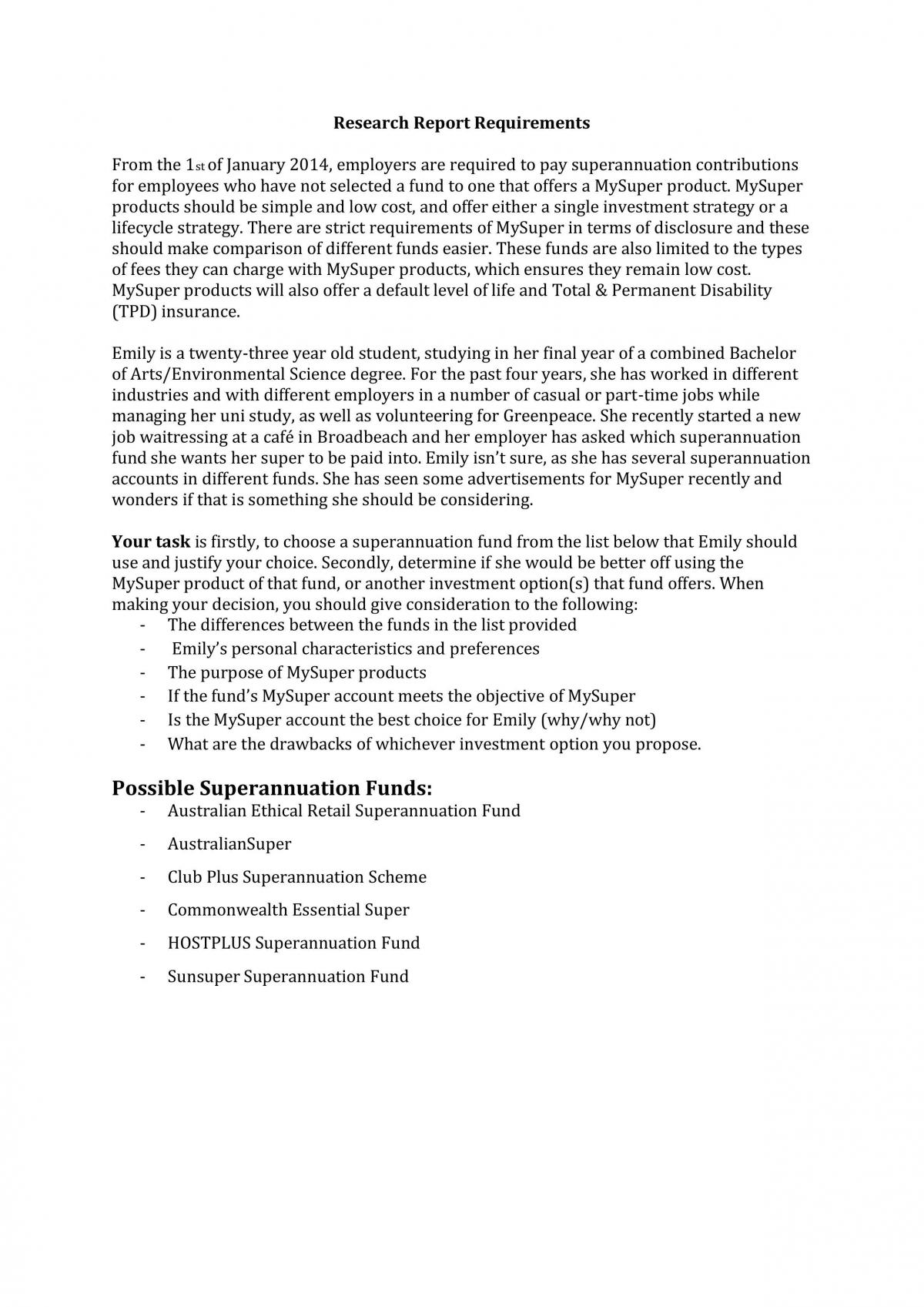 Super Research Report - Page 1